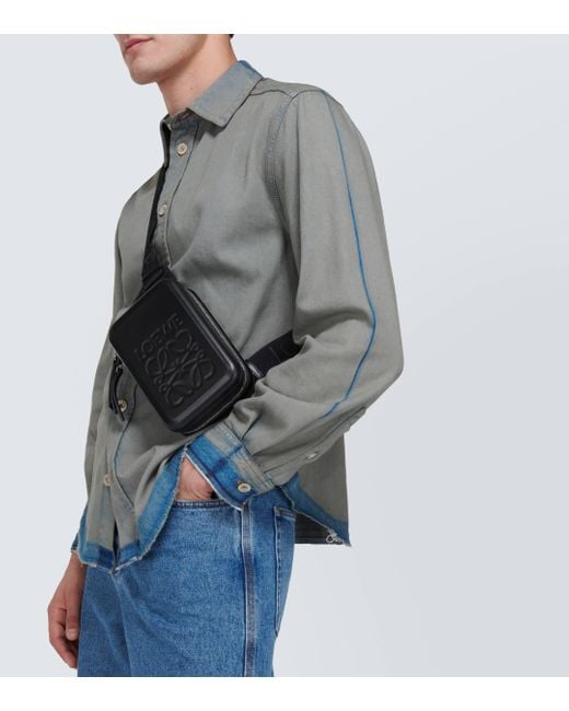 Loewe Black Molded Sling Leather Crossbody Bag for men