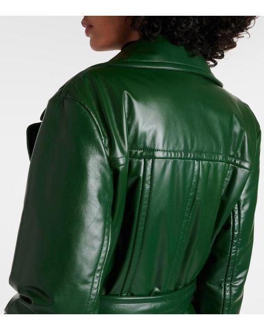 Manteau En Cuir Et Fourrure Synthetique Burberry en coloris Green