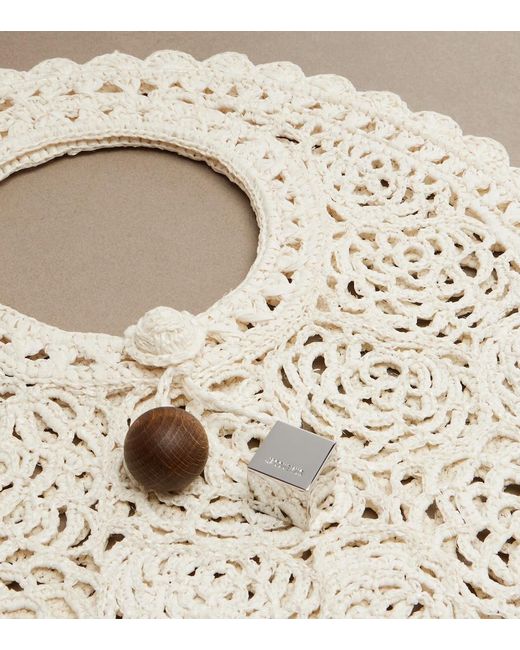 Jacquemus White Spiaggia Small Crochet Top-Handle Bag