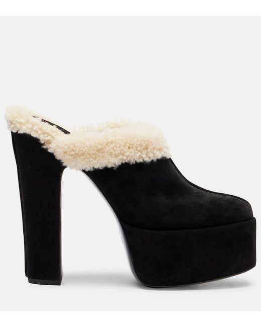 Paris Texas Black Malena 145 Suede Platform Mules