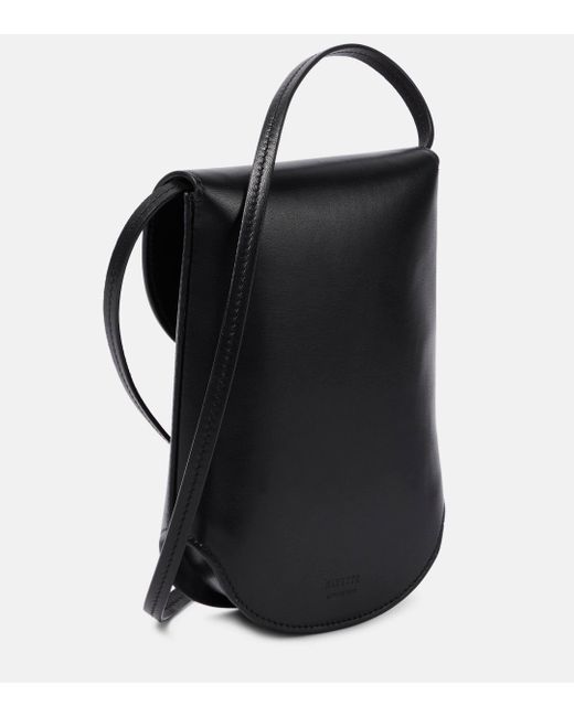 SAVETTE Black Tondo Leather Crossbody Bag