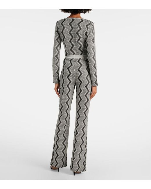 Missoni Gray Zig Zag Lame Wide-Leg Pants