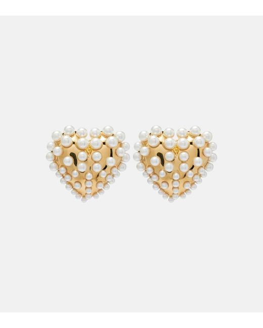 Oscar de la Renta Metallic Clip-Ohrringe Mit Zierperlen