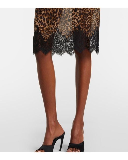 Nili Lotan Brown Thea Animal-Print Silk Midi Skirt