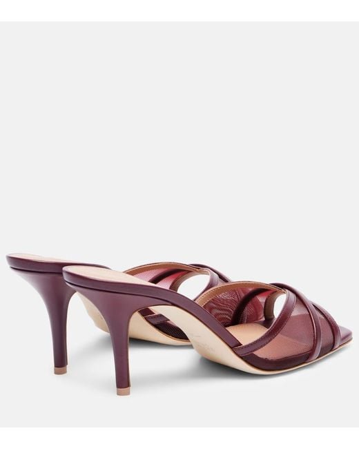 Malone Souliers Pink Perla 70 Leather And Mesh Mules