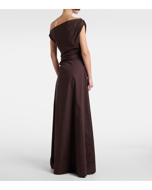 Staud Purple Phare One-Shoulder Cotton Maxi Dress