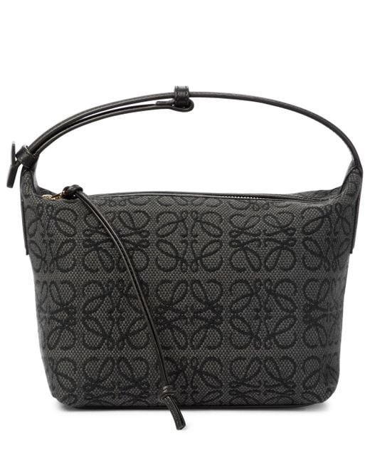 Loewe Black Cubi Small Anagram Leather-trimmed Tote