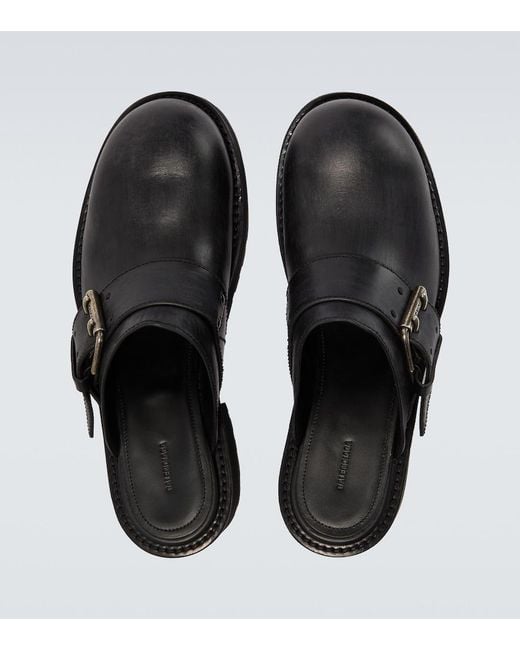 Balenciaga Black Venom Leather Mules for men