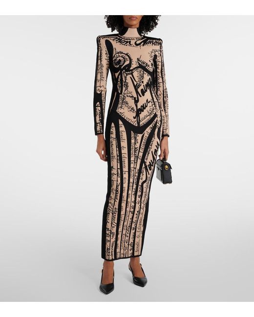 Balmain Natural Knitted Maxi Dress