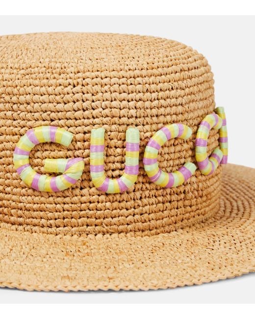 Chapeau en paille a logo Gucci en coloris Natural