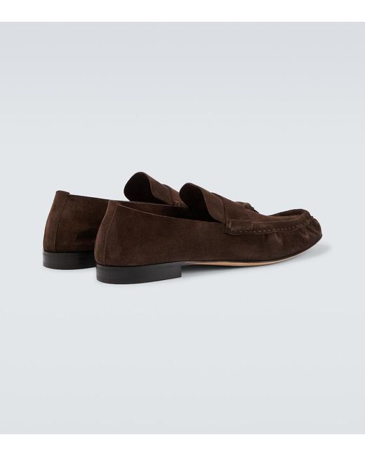 The Row Brown Suede Penny Loafers for men