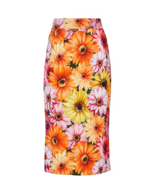Jupe crayon à fleurs en Synthétique Dolce & Gabbana | Lyst
