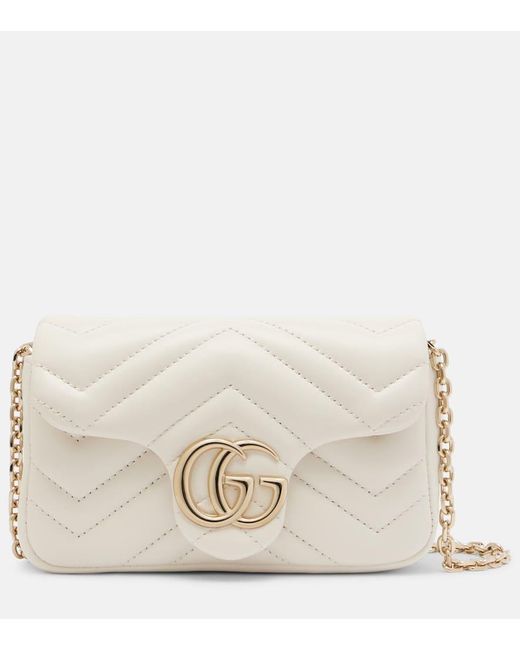Gucci Natural Gg Marmont Mini Leather Shoulder Bag