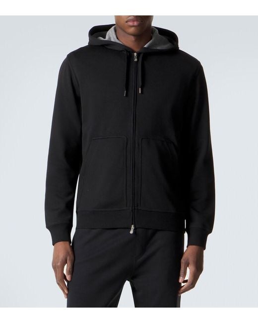 Brunello Cucinelli Black Cotton-Blend Hoodie for men