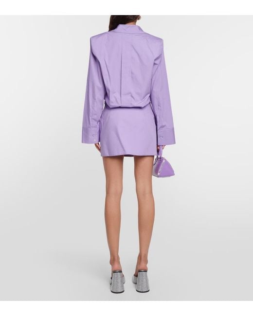 The Attico Purple Margot Cotton Shirt Dress