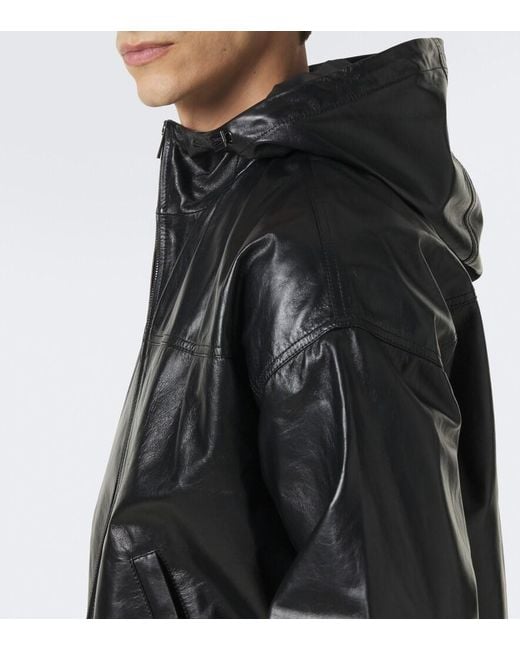 Fendi Black Leather Bomber Jacket for men