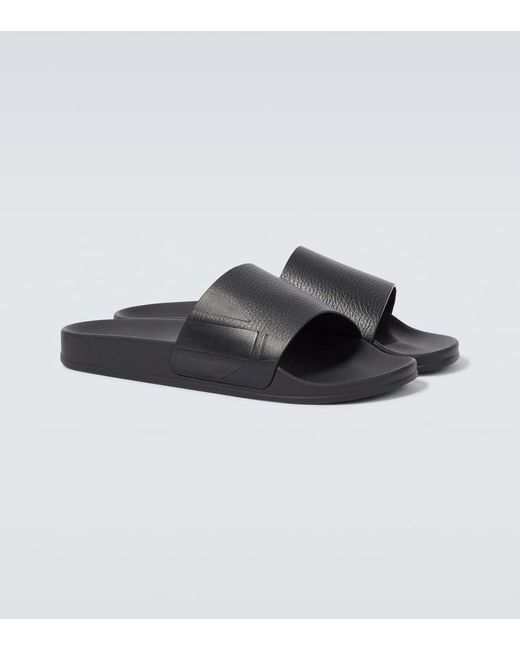 Frescobol Carioca Black Humberto Leather Slides for men