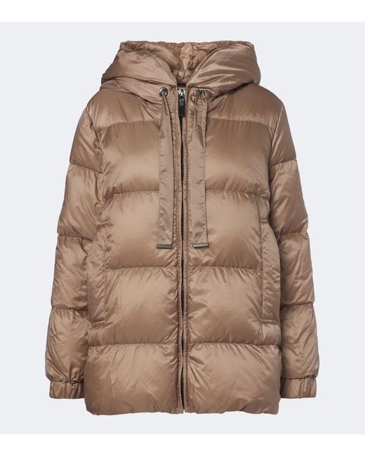 Max Mara Brown The Cube Hooded Quilted Down Jacket