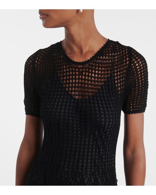 Nili Lotan Black Yoko Crochet Cotton Midi Dress
