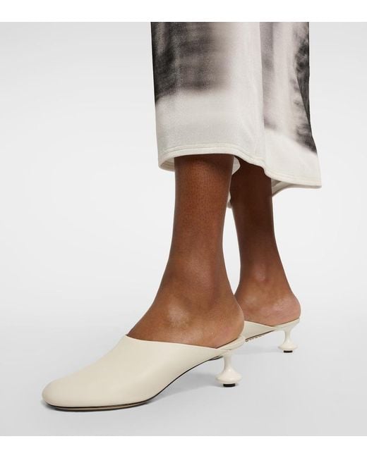 Loewe White Toy Sculpted-Heel Leather Heeled Mules