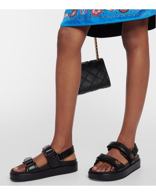 Tory Burch Black Kira Leather Platform Sandals