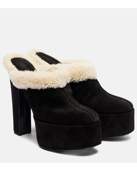 Paris Texas Black Malena 145 Suede Platform Mules