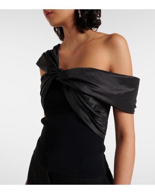 Jonathan Simkhai Black Celiana Taffeta Top