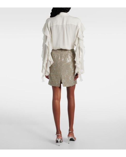Dorothee Schumacher Natural Sequined Pencil Midi Skirt