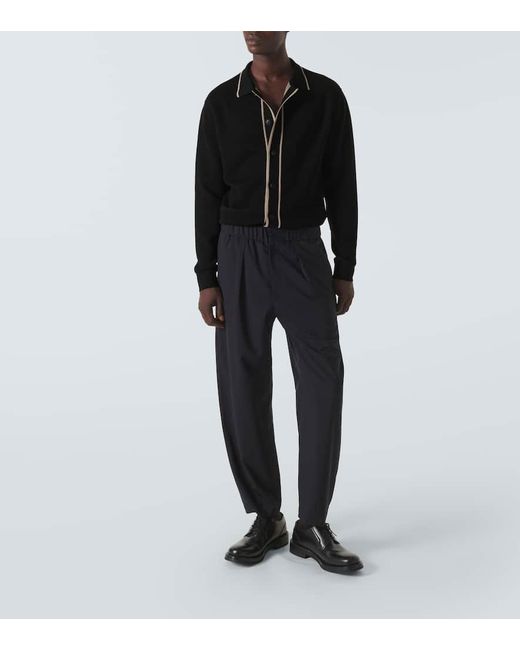 Cardigan de algodon, seda y cachemir Giorgio Armani de hombre de color Black