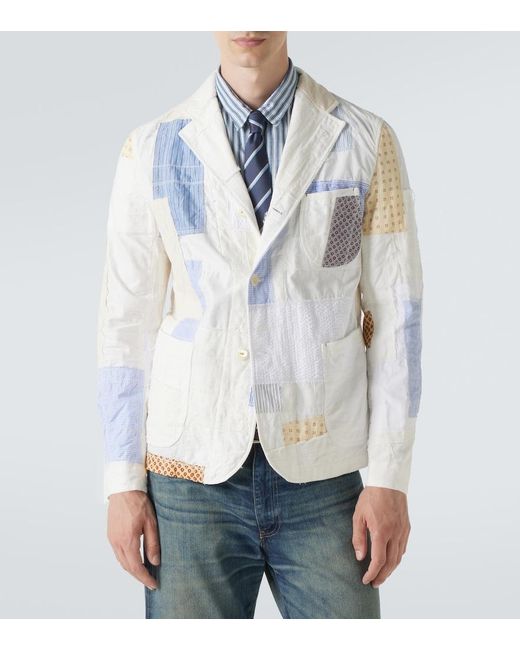Junya Watanabe White Patchwork Cotton And Linen-Blend Blazer for men