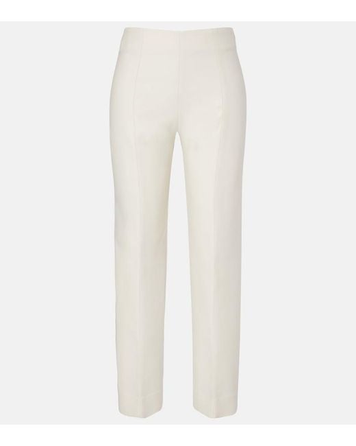 Totême White Wool And Silk Slim Pants