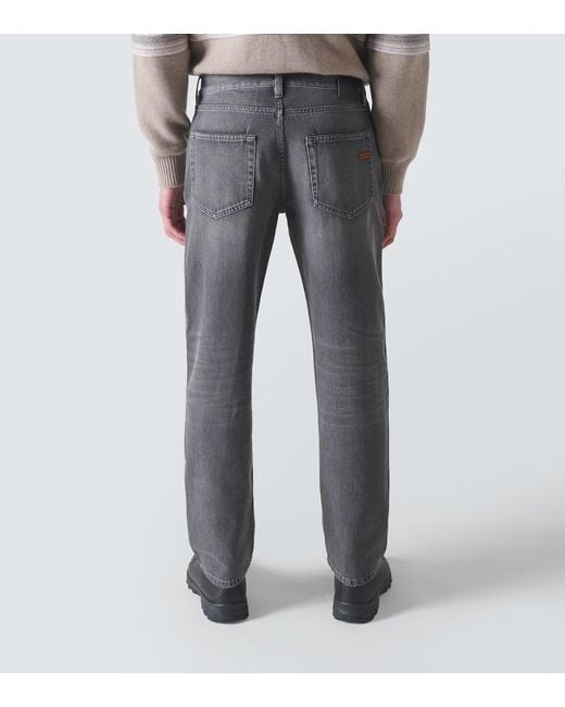 Zegna Gray Roccia Faded Straight Jeans for men