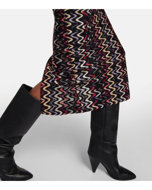 Robe mi-longue en maille à motif zigzag Missoni en coloris Black