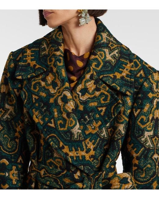 Dries Van Noten Green Rafaella Printed Coat