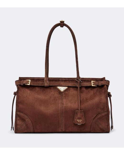 Prada Brown Bonnie Large Suede Tote Bag