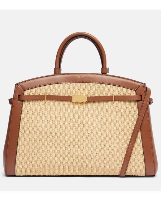 DeMellier London Natural New York Leather-Trimmed Raffia Tote Bag
