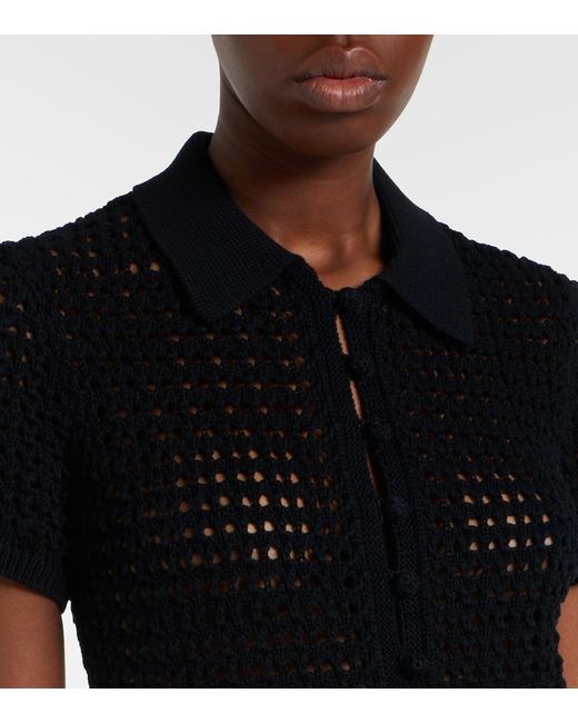 Polo Ralph Lauren Black Crochet-Trimmed Cotton Poplin Midi Dress