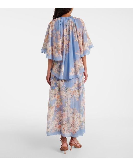 Zimmermann Blue Tiered Cascadian Maxi Dress