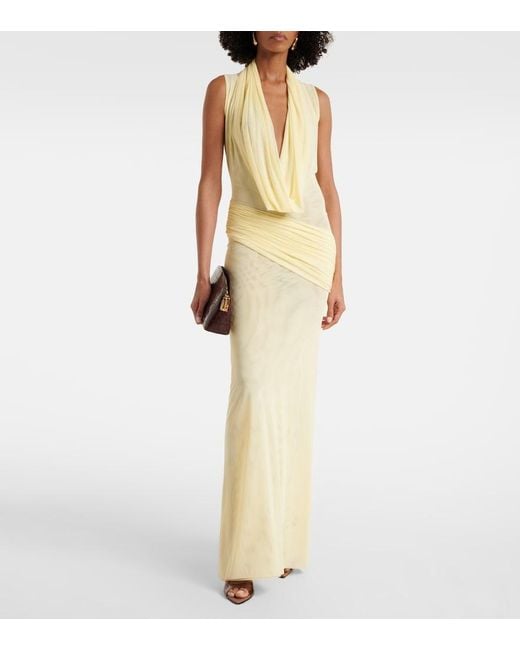 David Koma Yellow Semi-Sheer Gown