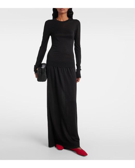 Totême  Black Silk-Blend Maxi Dress