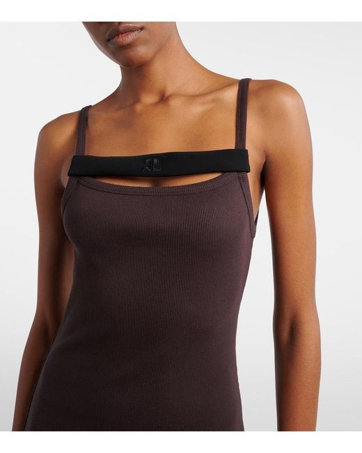 Courreges Black Ribbed-Knit Cotton Jersey Midi Dress