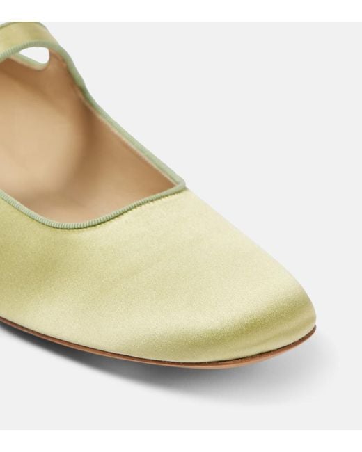 Le Monde Beryl Green Classic Satin Mary Jane Flats