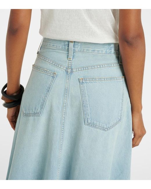 Agolde Blue Odin Mid-Rise Denim Maxi Skirt