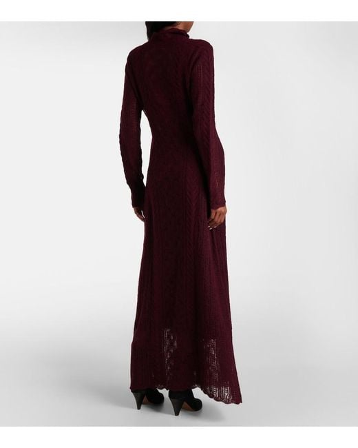 Ulla Johnson Purple Kassia Open-Knit Wool-Blend Maxi Dress