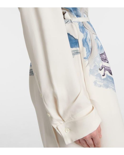 Altuzarra Blue Poppy Printed Silk Midi Dress