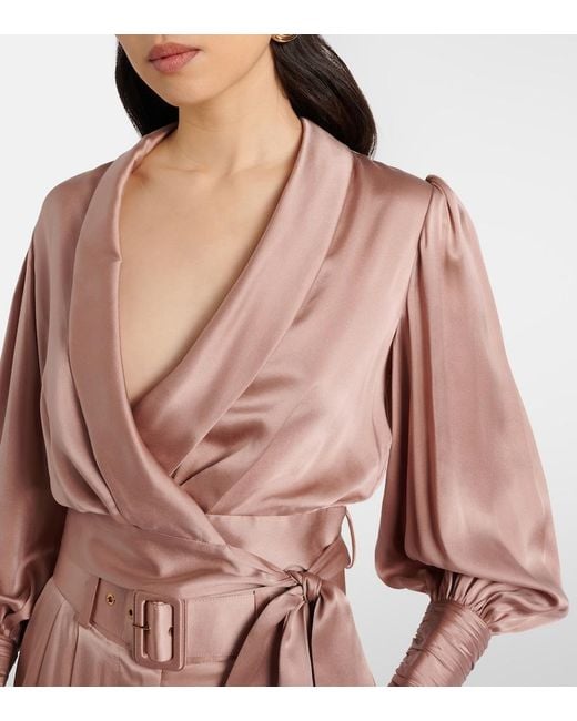 Zimmermann Pink Silk Wrap Top