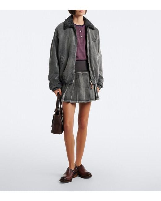 Miu Miu Gray Corduroy Cotton Bomber Jacket
