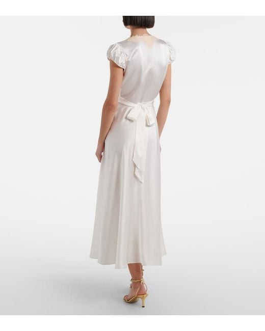 Doen White Midikleid Coraline Aus Seide Mit Spitze