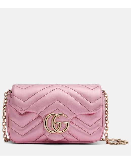 Gucci Pink Gg Marmont Mini Leather Shoulder Bag