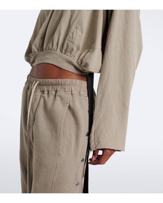 Rick Owens Green Drkshdw Cropped Cotton Jersey Hoodie
